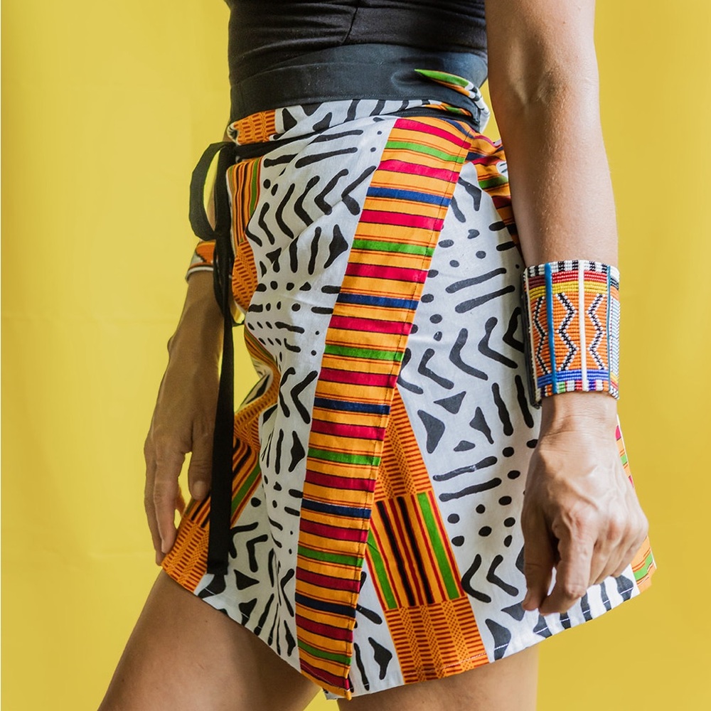 African wax print Ankara kente mud cloth wrap skirt